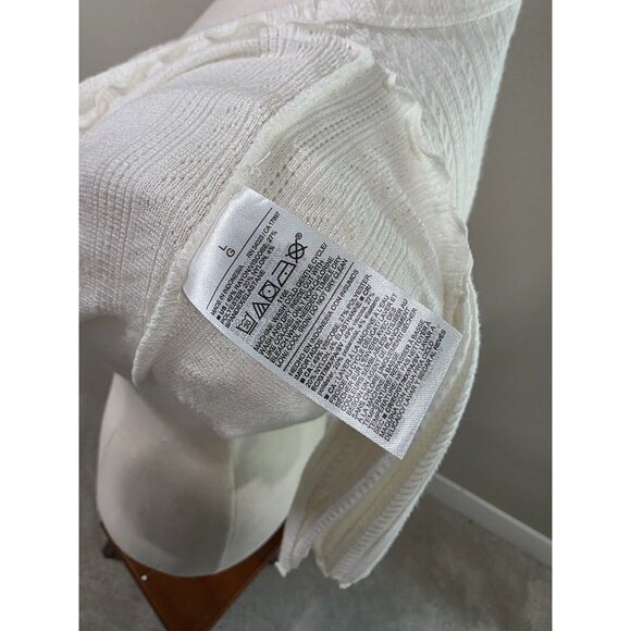 Old Navy White Ribbed Button-Front Cardigan Long Sleeve Womens Size L - Picture 5 of 5